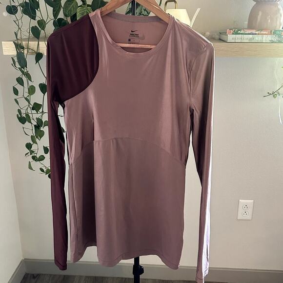 Nike Pro Hypercool Long Sleeve Training Top Colorblock L Stretch - Picture 3 of 8